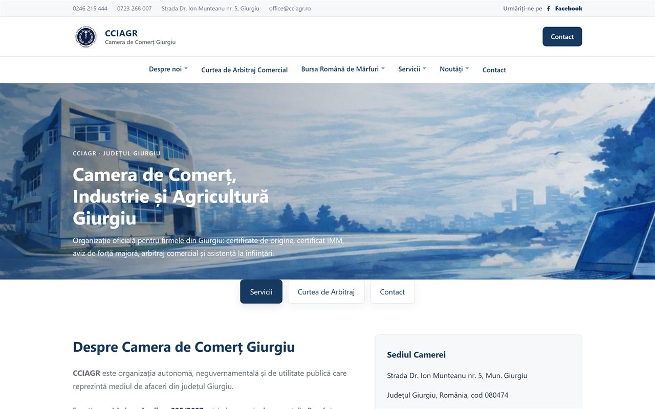 Site CCIAGR — Camera de Comerț Giurgiu — Instituție / business