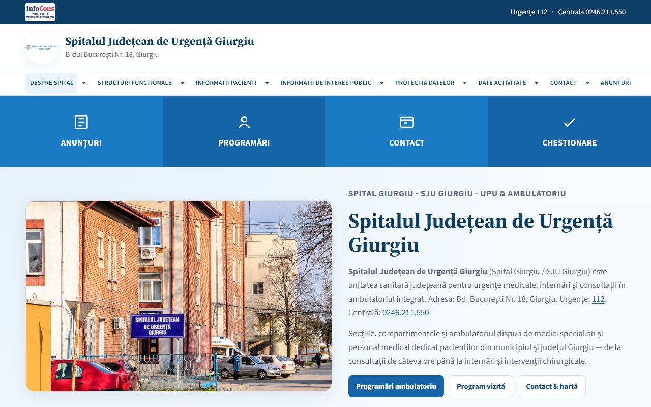 Screenshot Spitalul Județean Giurgiu